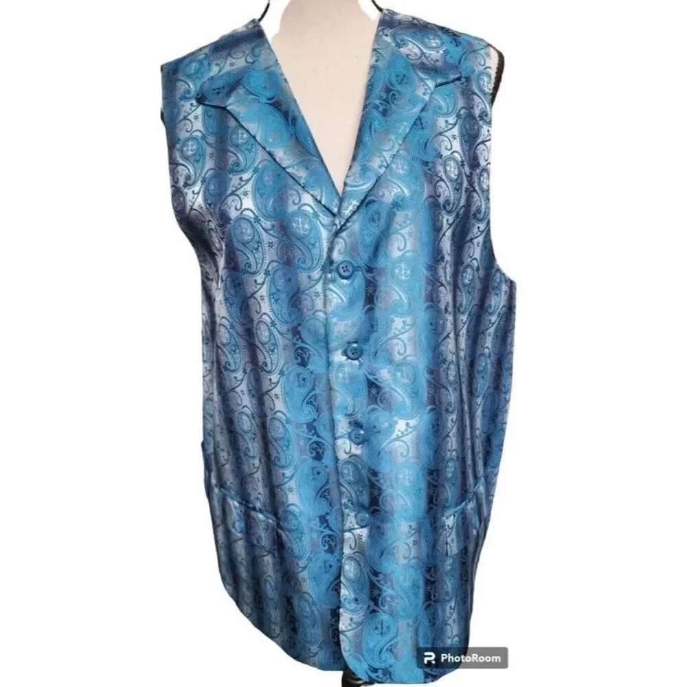 Ferera Teal Green 3 Piece Suit Mens Size 42L NEW Dapper Gentleman